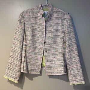 pastel vintage preppy Tweed button up twee blazer professional office business